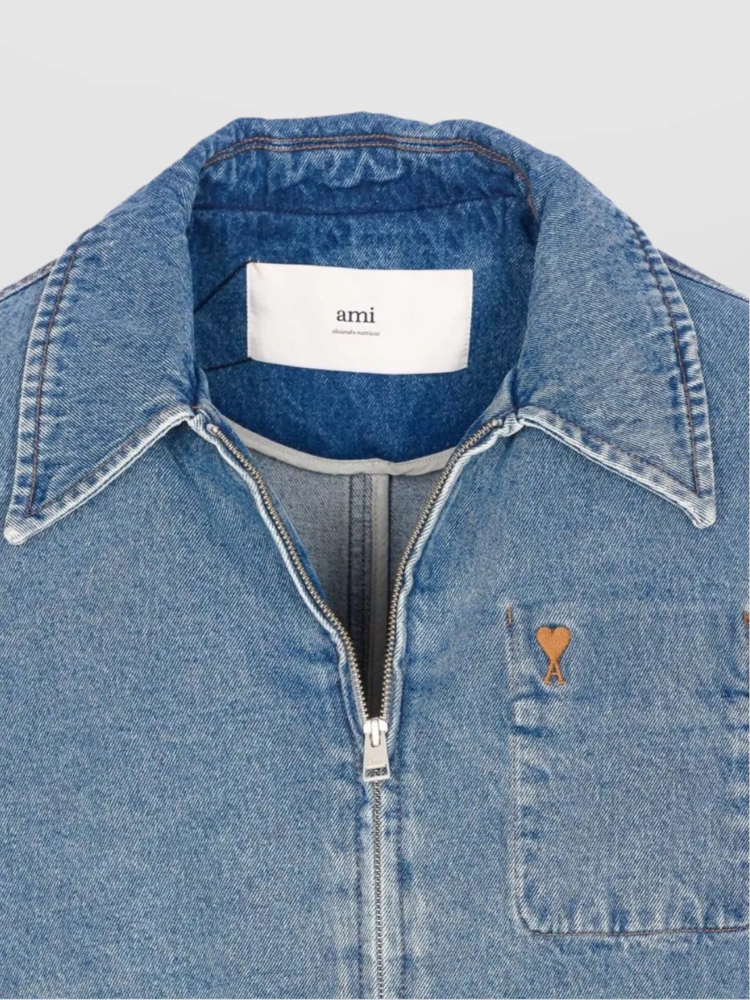Ami Paris Denim Jacket With Long Sleeves And Pockets
