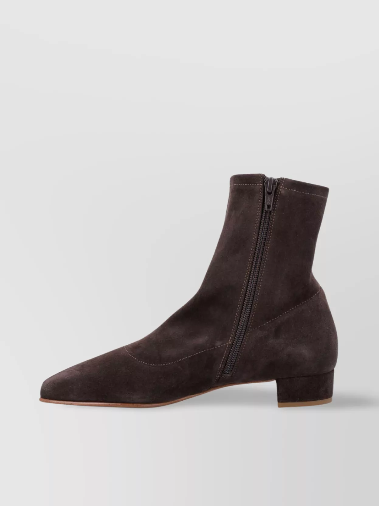 By Far Suede Block Heel Ankle Boot
