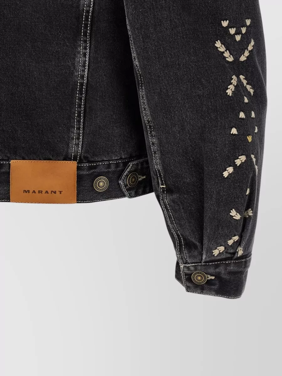 Isabel Marant Denim Embroidered Shawl Collar Jacket