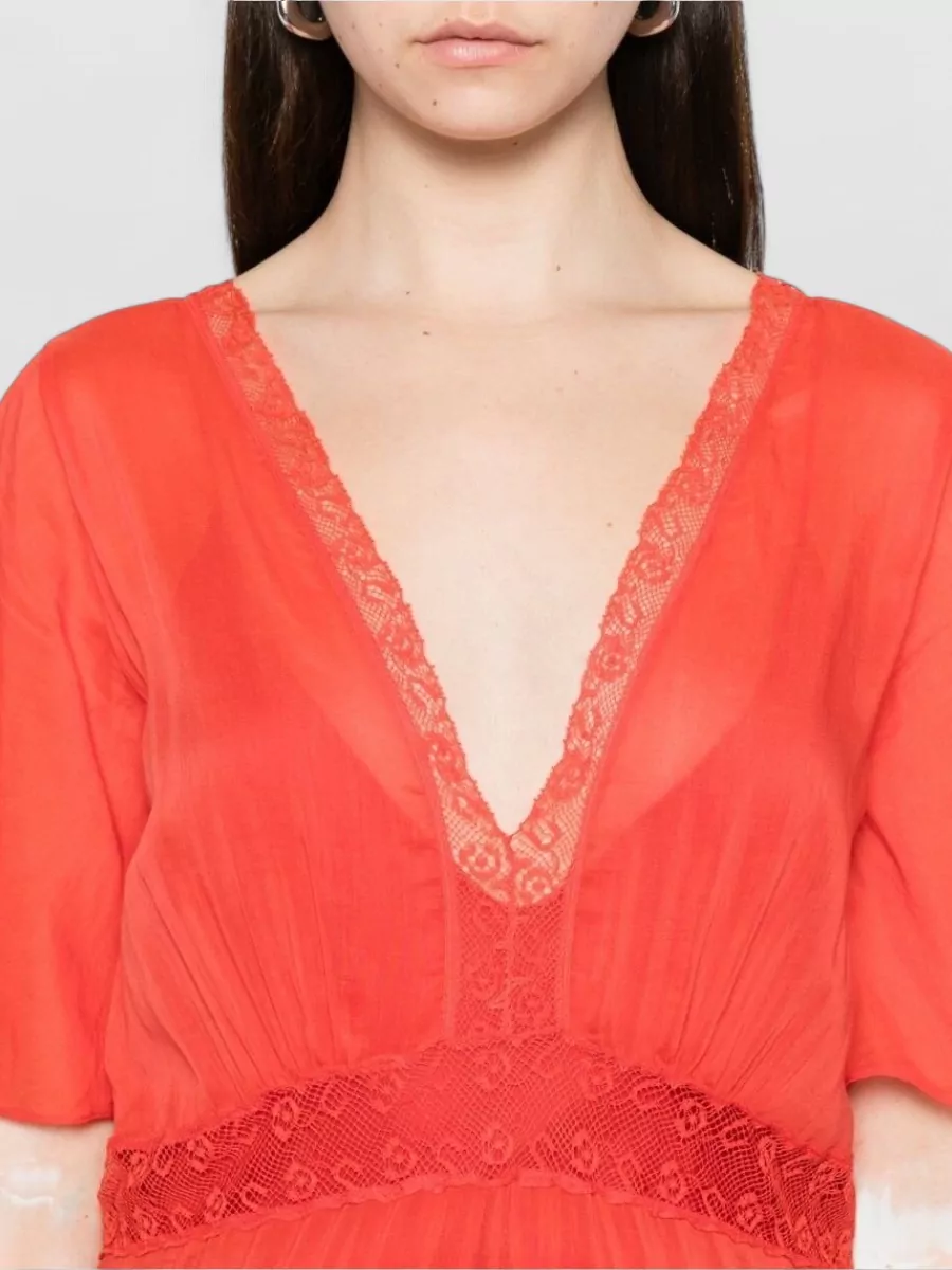 Forte Forte Silk V-Neck Short-Sleeve Maxi Dress