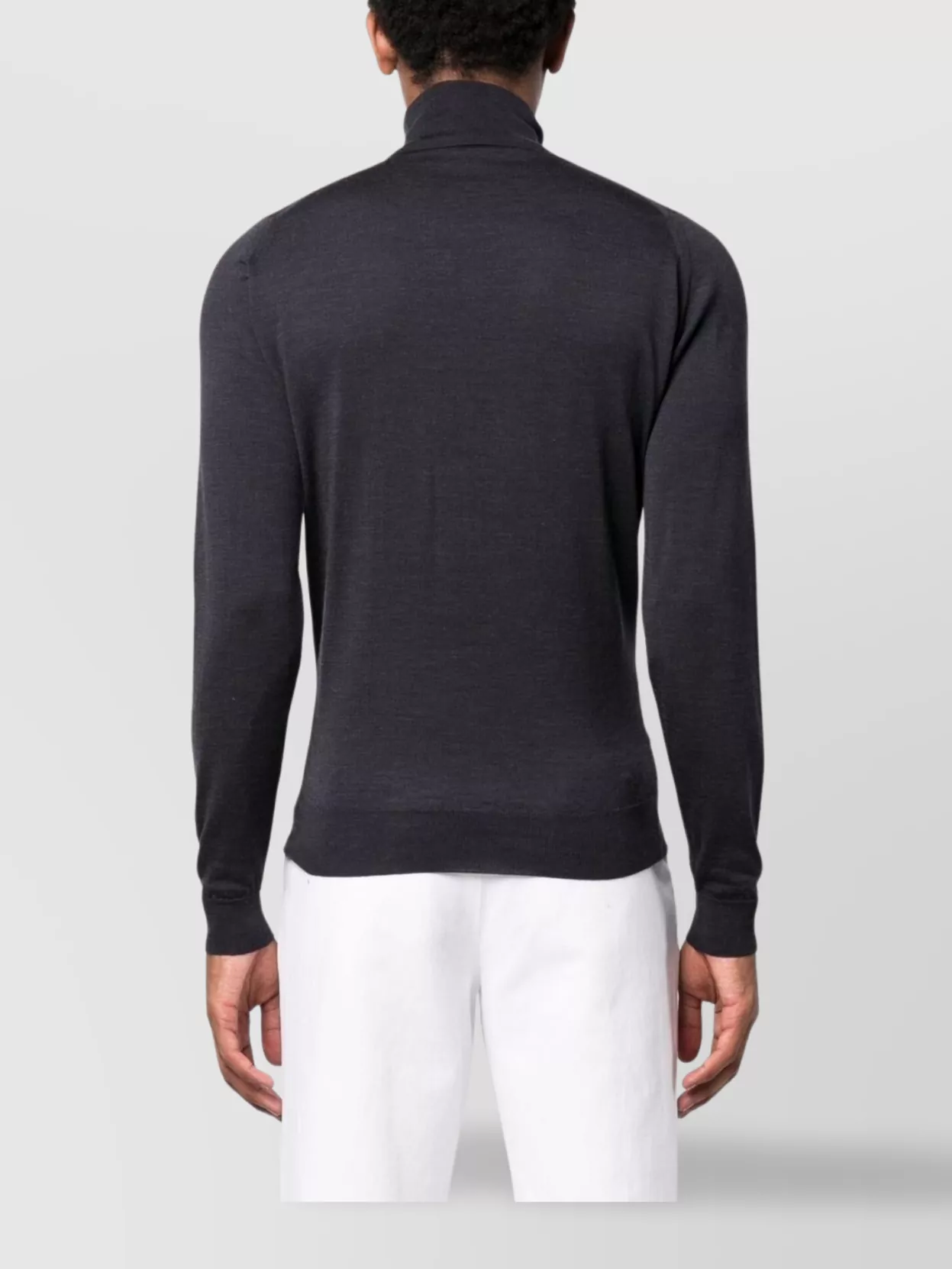 John Smedley Smoke Grey Merino Wool Turtleneck Sweater