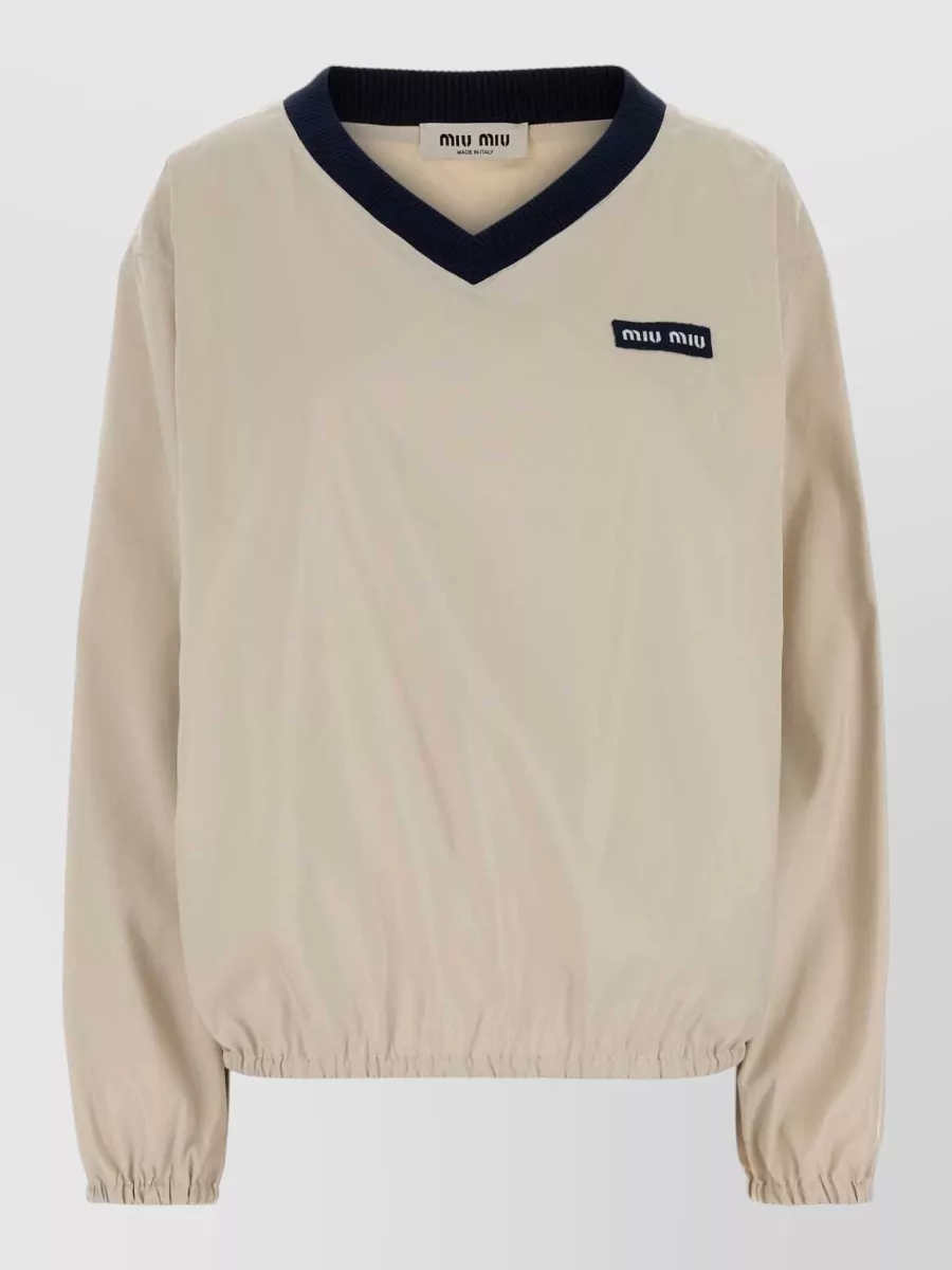Miu Miu recycled polyester oversized v-neck sweatshirt