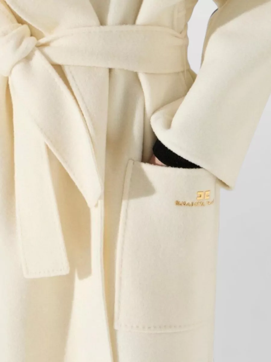 Elisabetta Franchi Wool Oversized Belted Coat