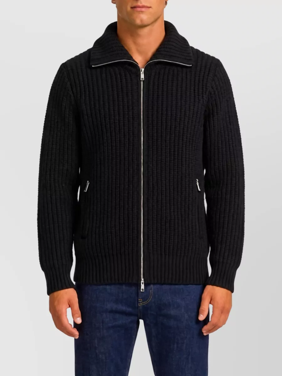 Roberto Collina wool ribbed zip lightweight jacket