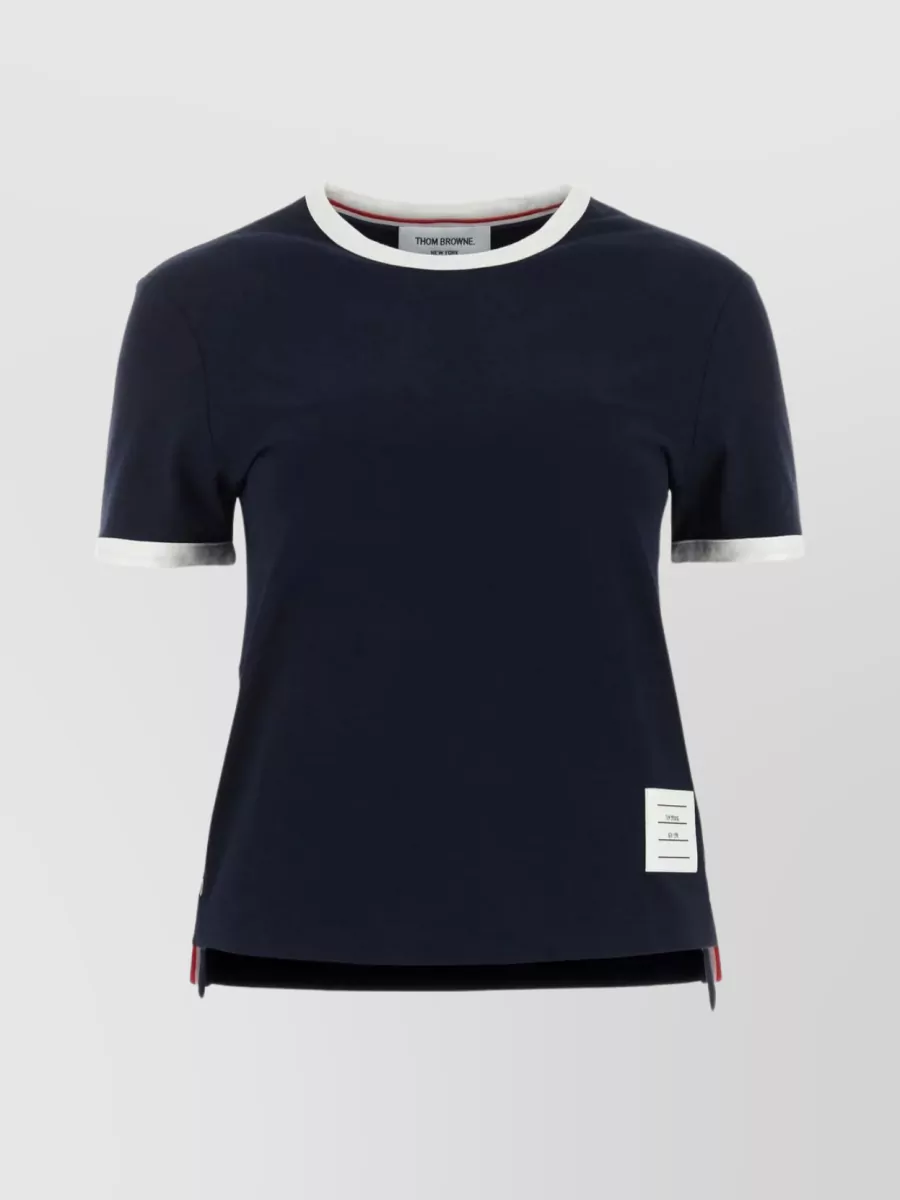 Shop Thom Browne Extended Back Crew Neck T-shirt In Blue