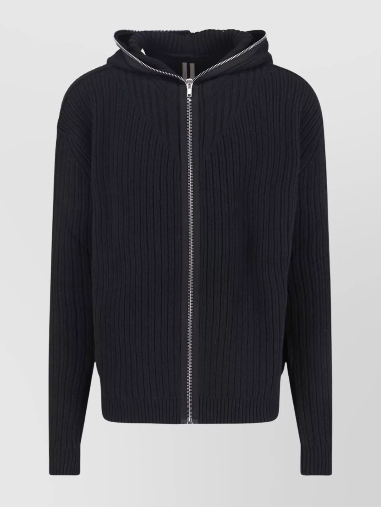 Rick Owens Hooded Crewneck Sweater Ribbed Texture In Multi