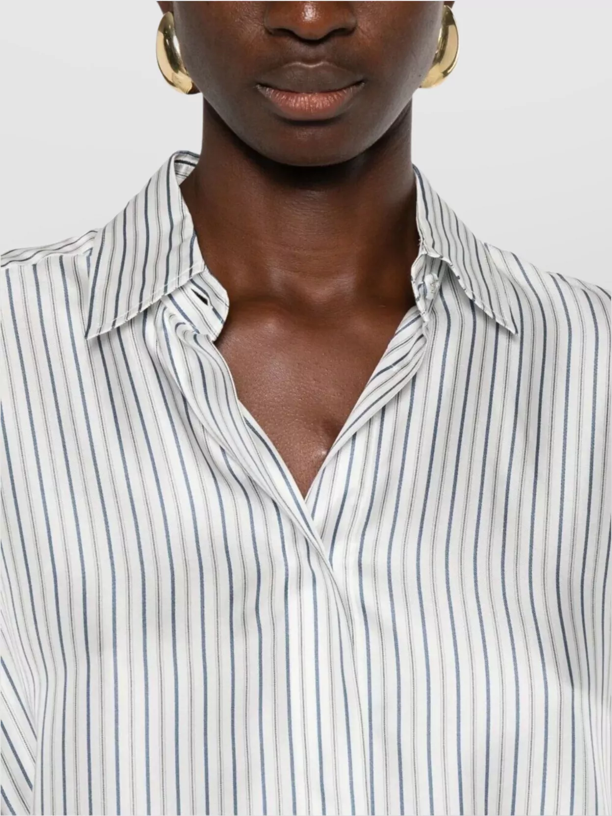 Max Mara Striped Long Sleeve Collared Shirt