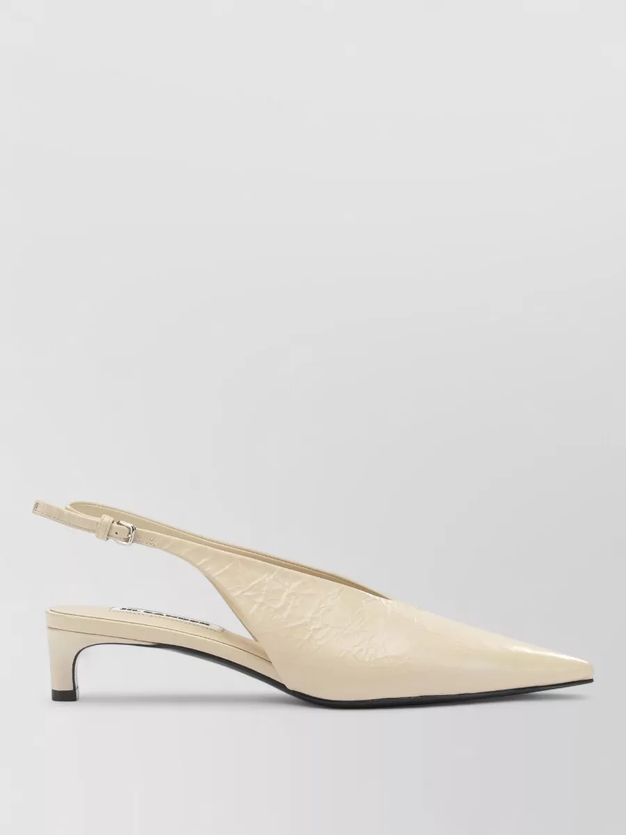 Jil Sander Crackled Leather Slingback Pumps