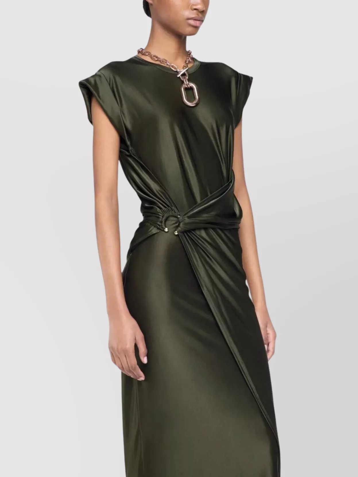 Paco Rabanne Asymmetrical Midi Dress Cap Sleeves