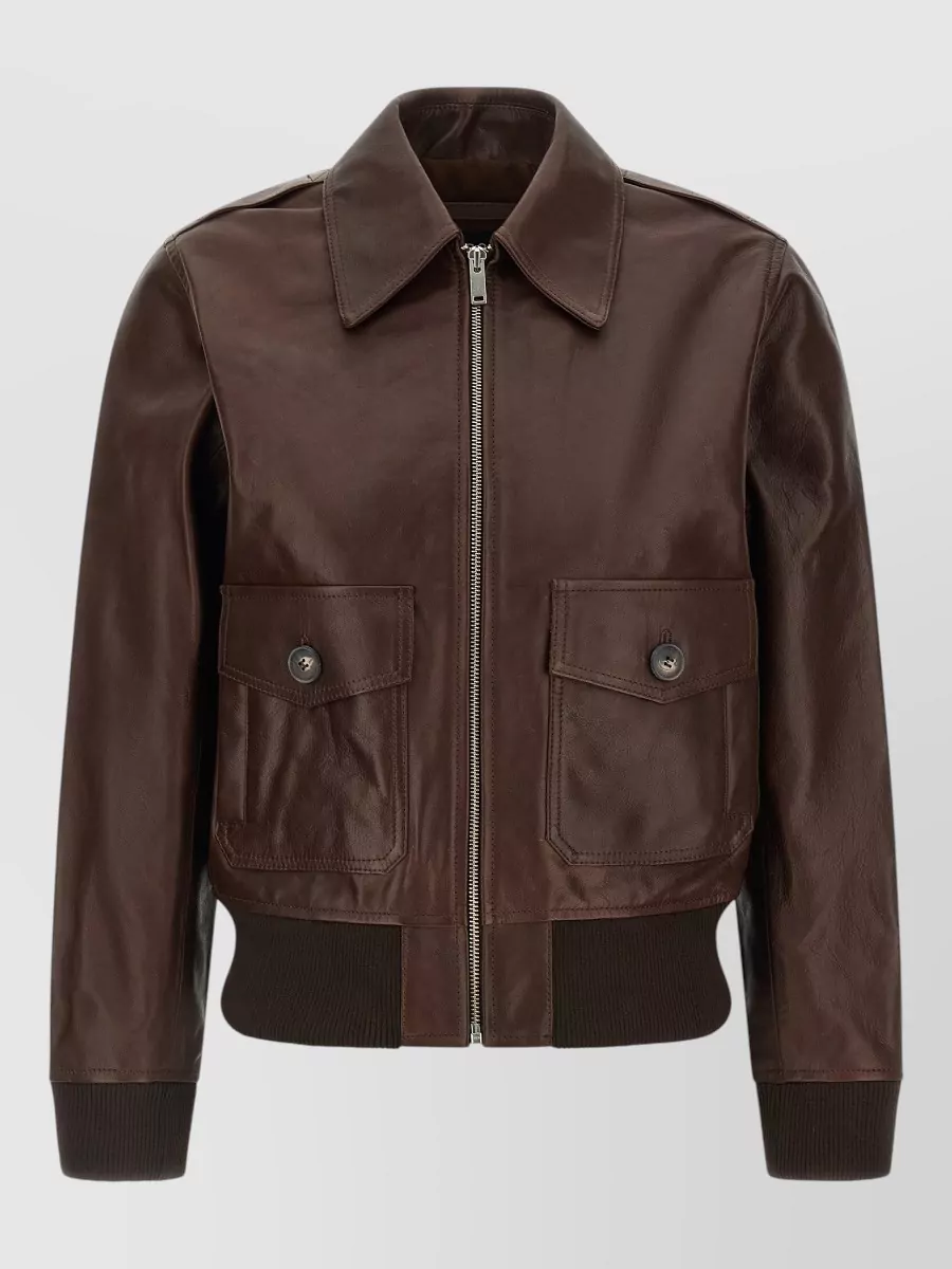 A.P.C. leather zip-up blouson jacket