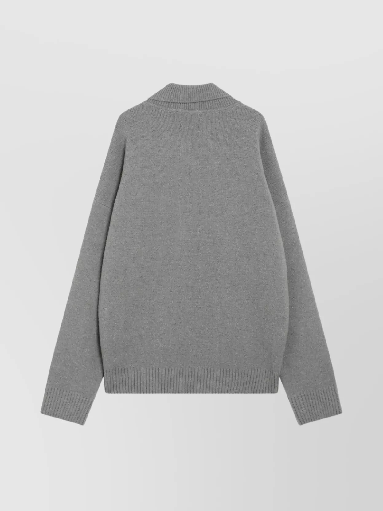 Ami Paris Heart Polo Sweater With Ribbed Cuffs And Hem