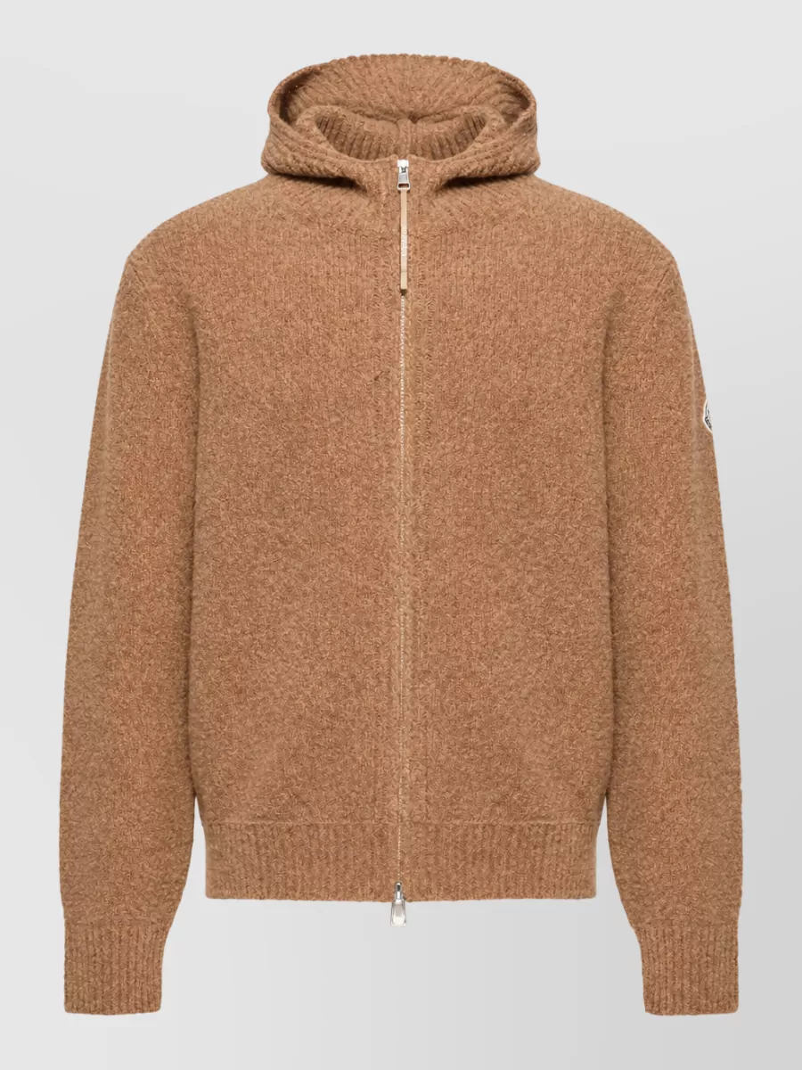 Moncler wool-blend bouclé hooded zip jacket