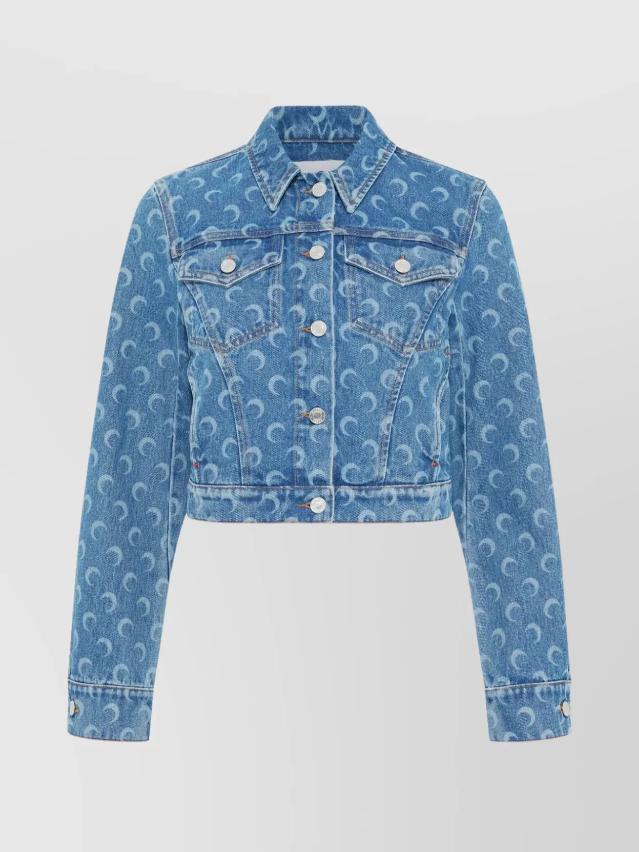 Marine Serre Lunar Laser Print Denim Jacket In Blue