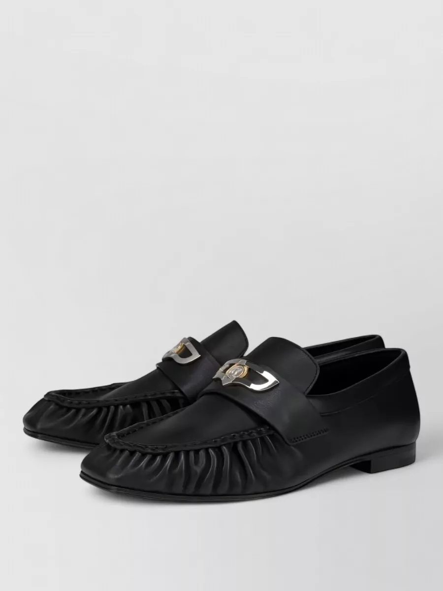 Christian Louboutin Leather Pleated Lace-Up Shoes