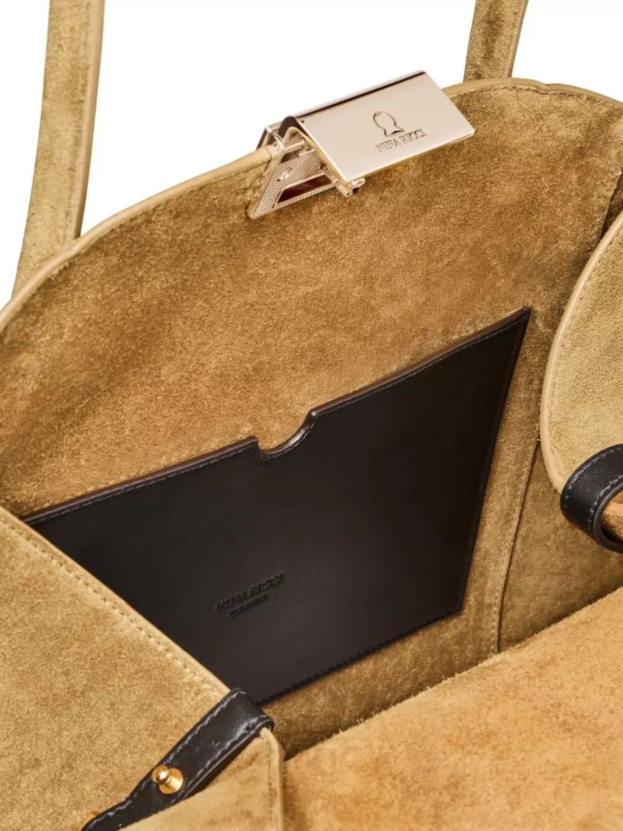 Nina Ricci Tote Bag Metal Hardware Structured Shape Top Handles