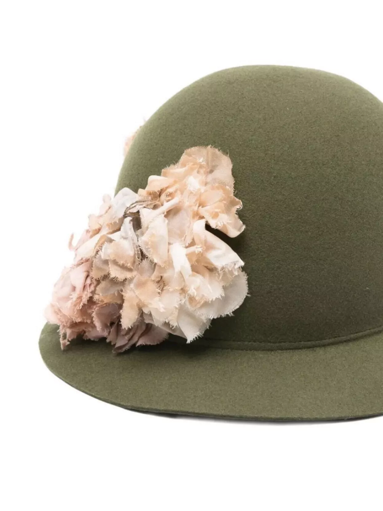 Comme Des Garçons Floral Embellished Wide Brim Hat In Green