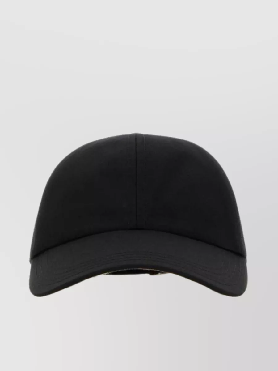Shop Burberry Polyester Blend Baseball Cap With Curved Brim And Embroidered Eyelets In Black