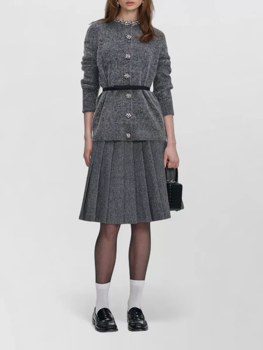 Self-Portrait Crystal Trim Knit Cardigan