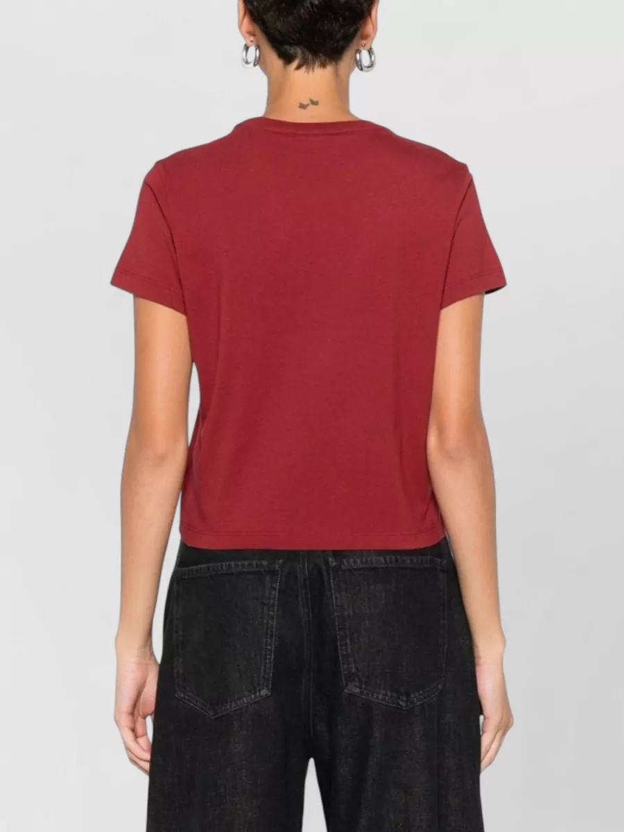 Maison Kitsuné Logo Cotton Crew Neck Cropped T-Shirt