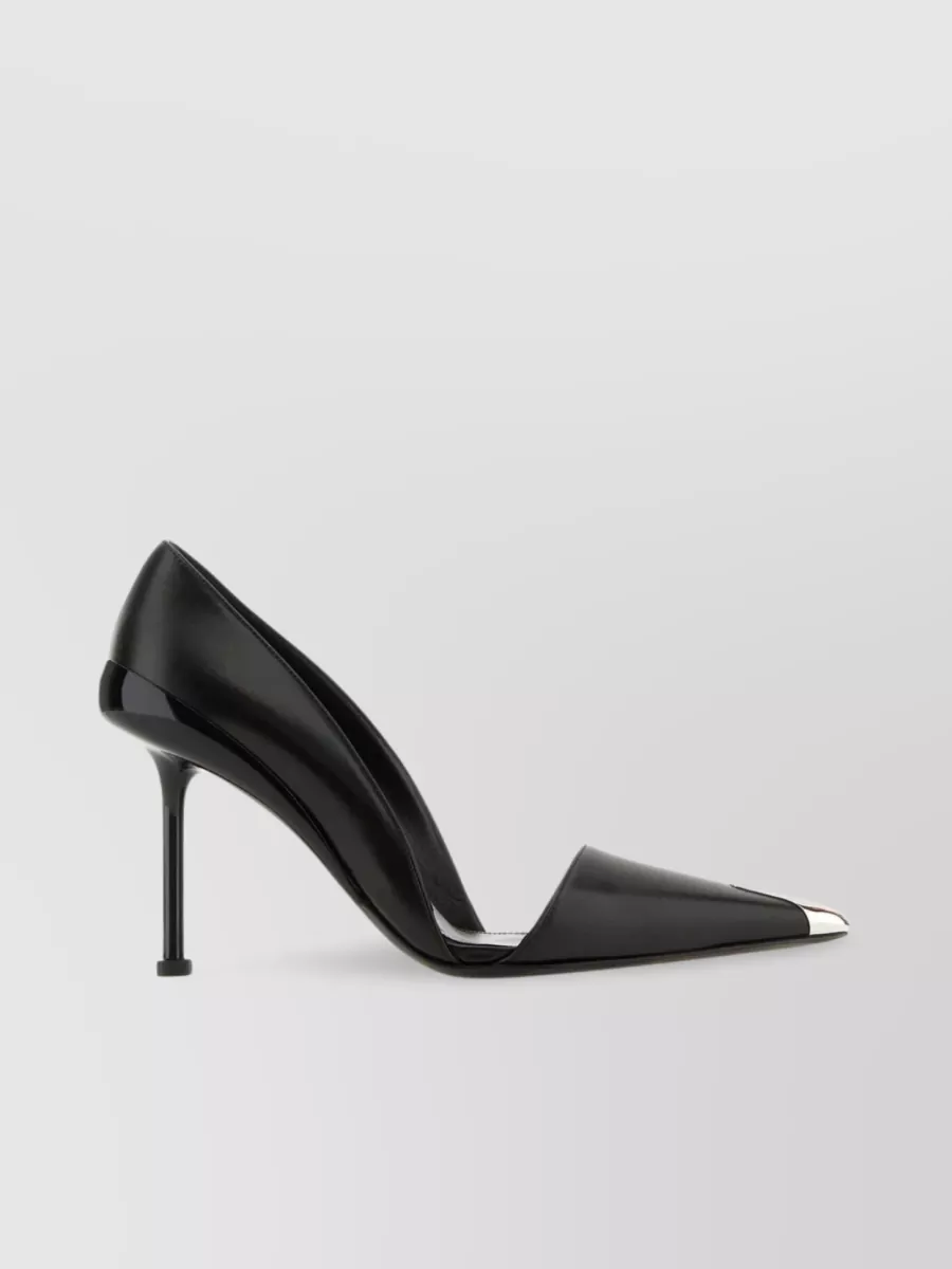 Shop Alexander Mcqueen Pointed Stiletto Pumps In Smooth Leather In Black