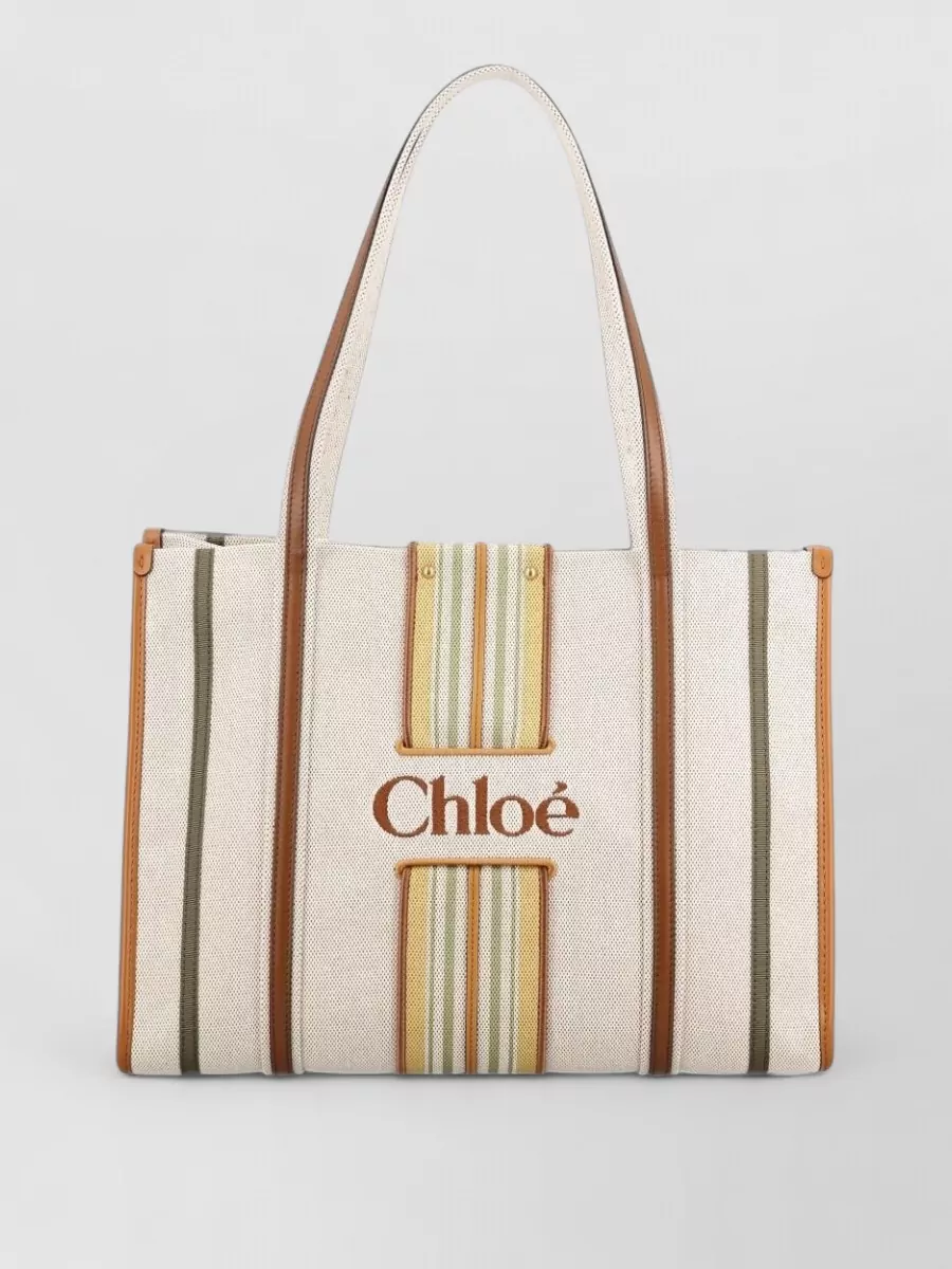 Chloé woody small canvas beach bag