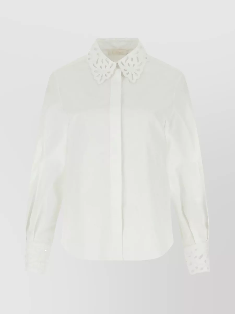 Shop Chloé Delicate Embroidered Cotton Shirt In Pastel