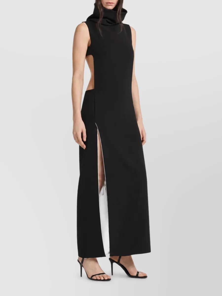 Courrèges Crepe Sleeveless High-Neck Cutout Maxi Dress