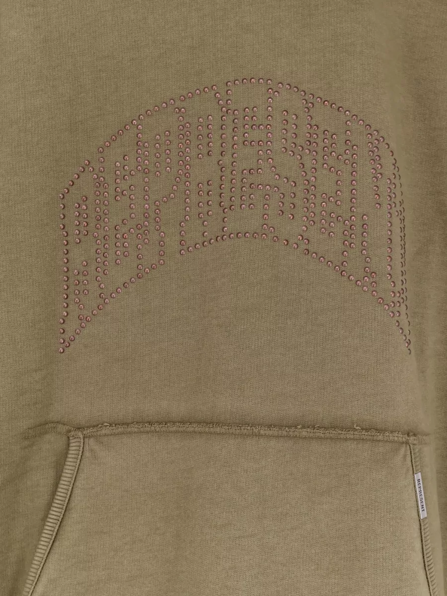 Represent Embellished Cotton Hoodie Sweatshirt Used Finish