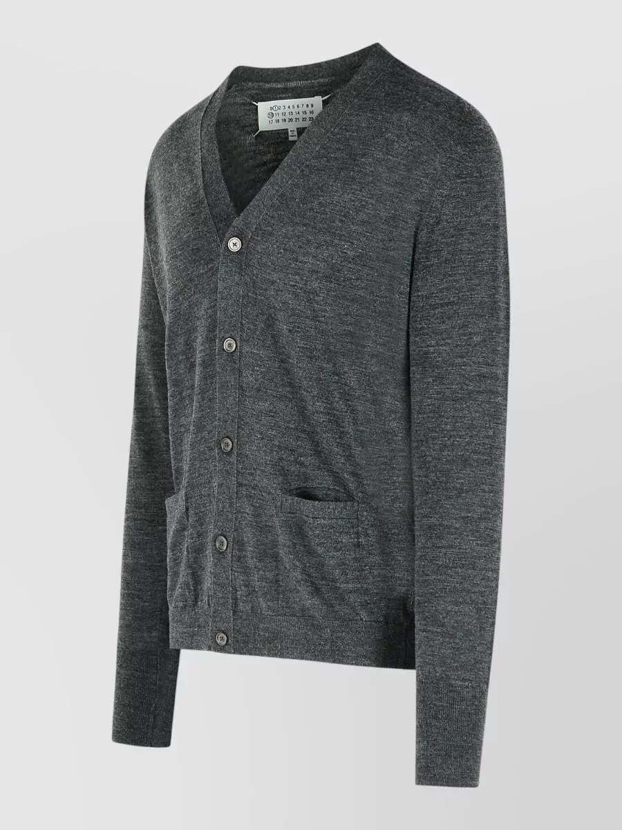 Maison Margiela Wool Blend Cardigan V Neck Pockets