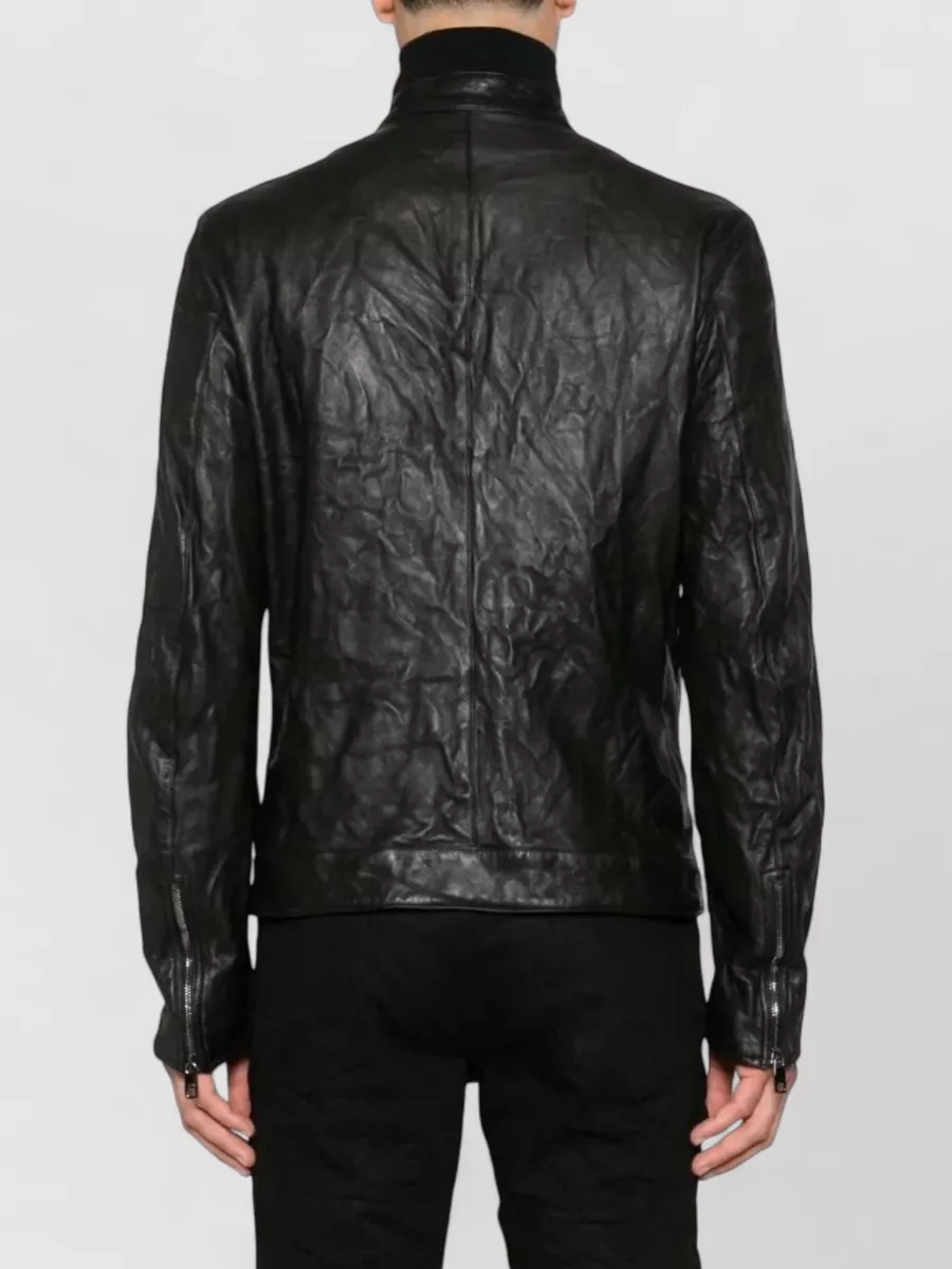 Dolce&Gabbana Stand Collar Lambskin Zip Up Jacket