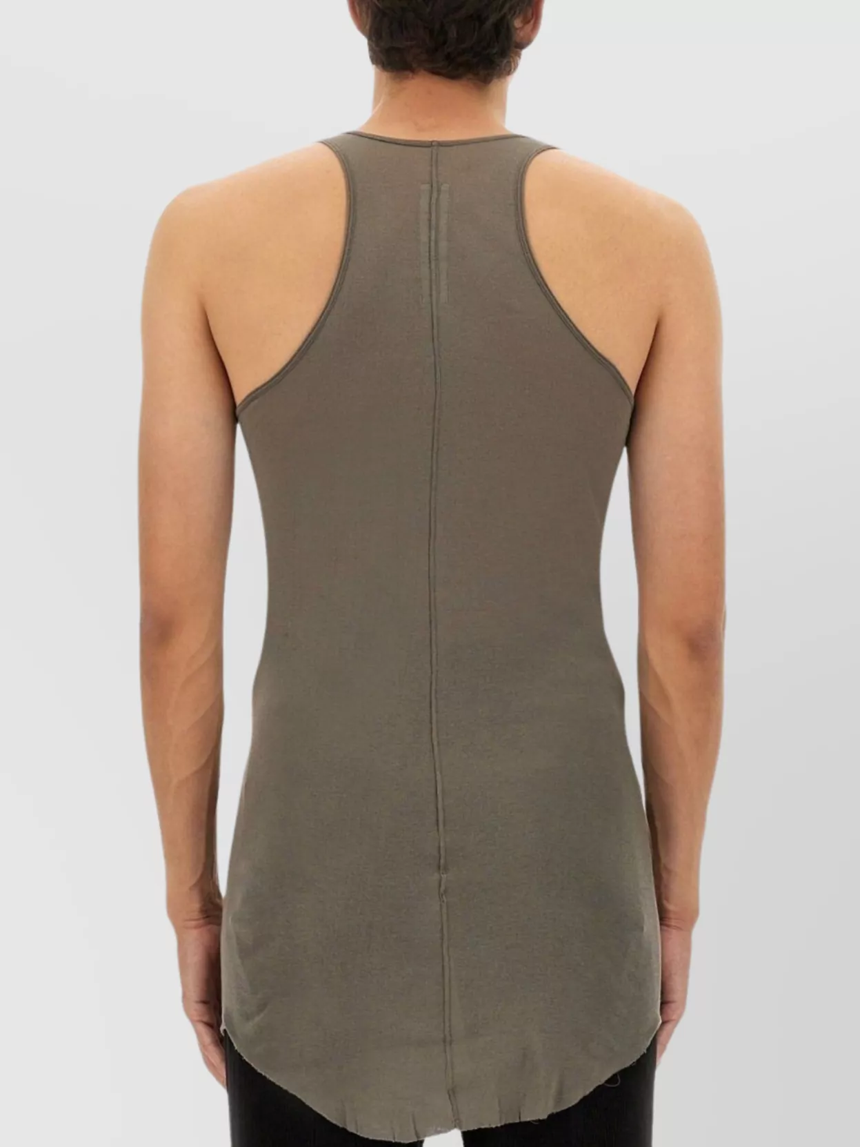 Rick Owens Longline Racerback Scoop Neck Sleeveless T-shirt In Gray