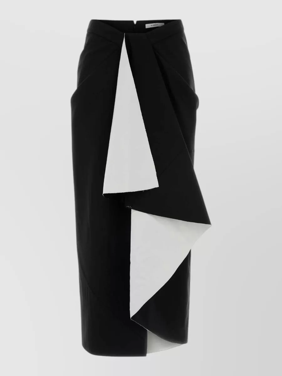 Givenchy silk merino wool draped midi skirt