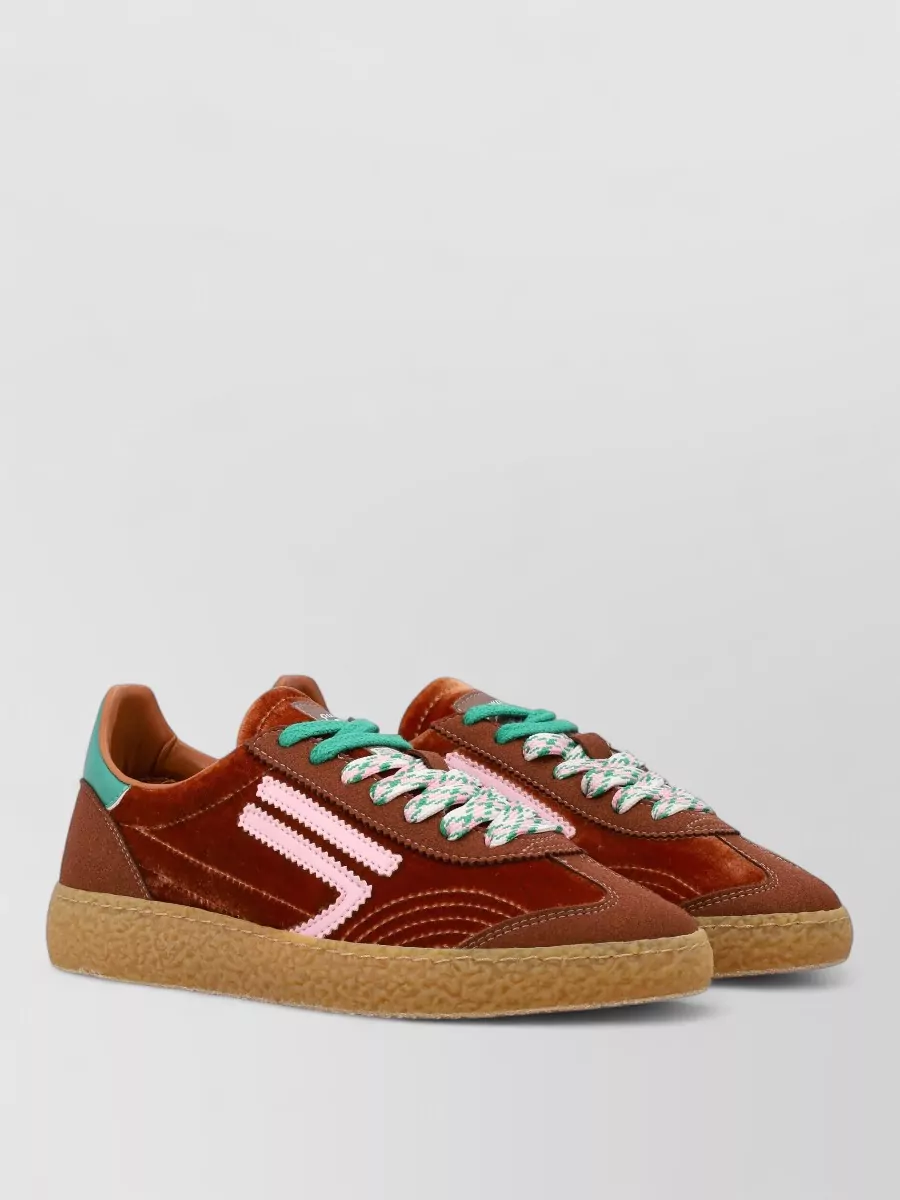 Puraai velvet lace-up sneakers