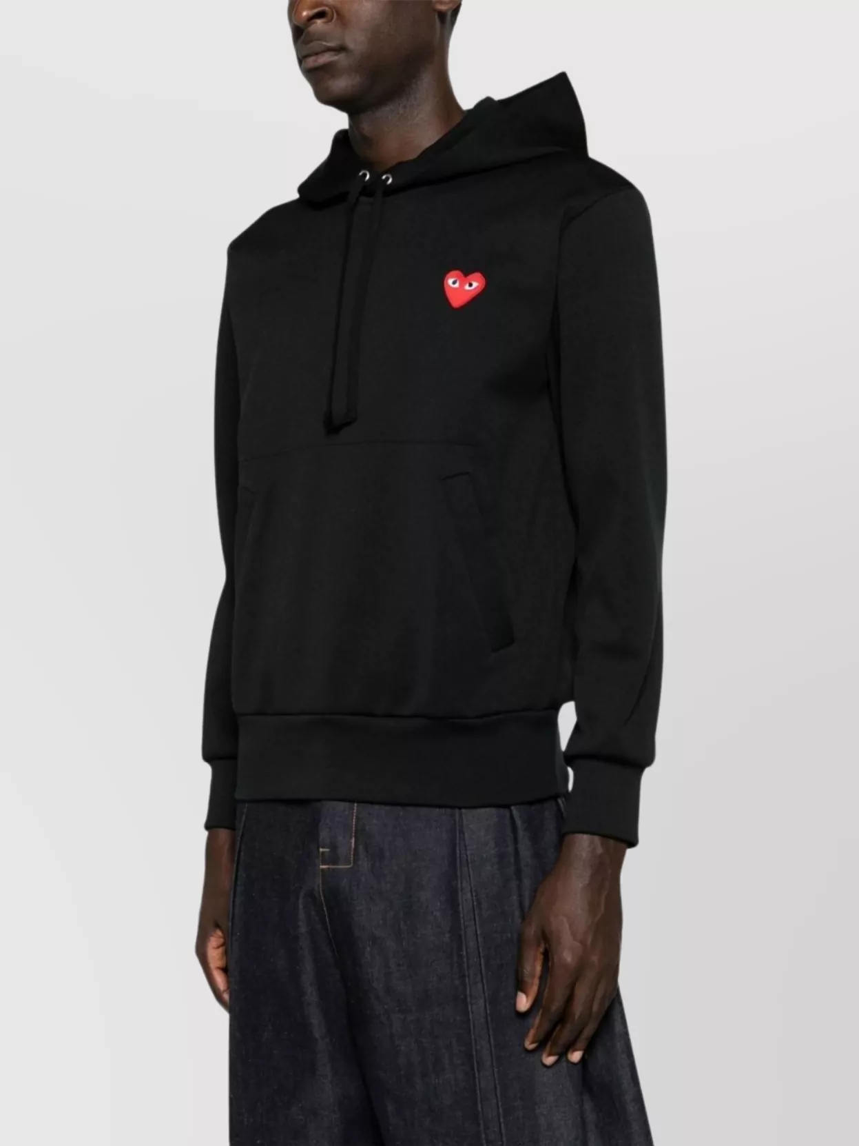 Comme Des Garçons Logo Cotton Hoodie With Drawstring Hood In Black