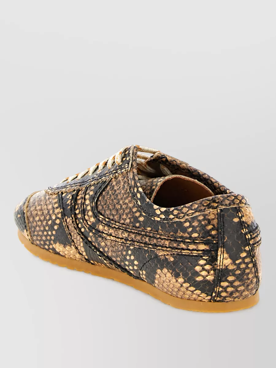 Dries Van Noten Leather snake-print low-top sneakers