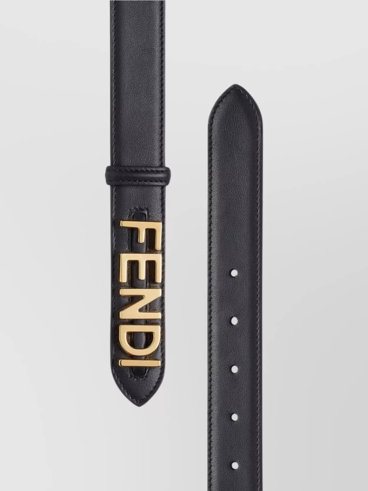 Shop Fendi Looped Stud Buckle Belt In Grey