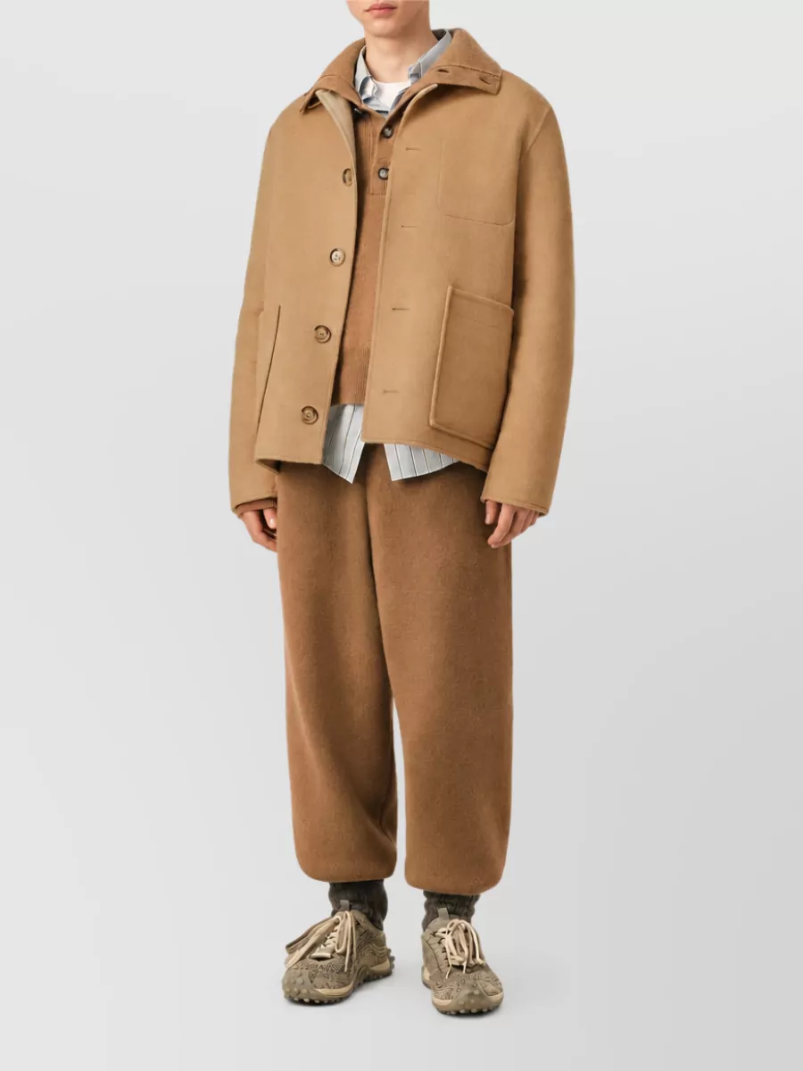 Ami Paris Cashmere Blend Single Breasted Coat