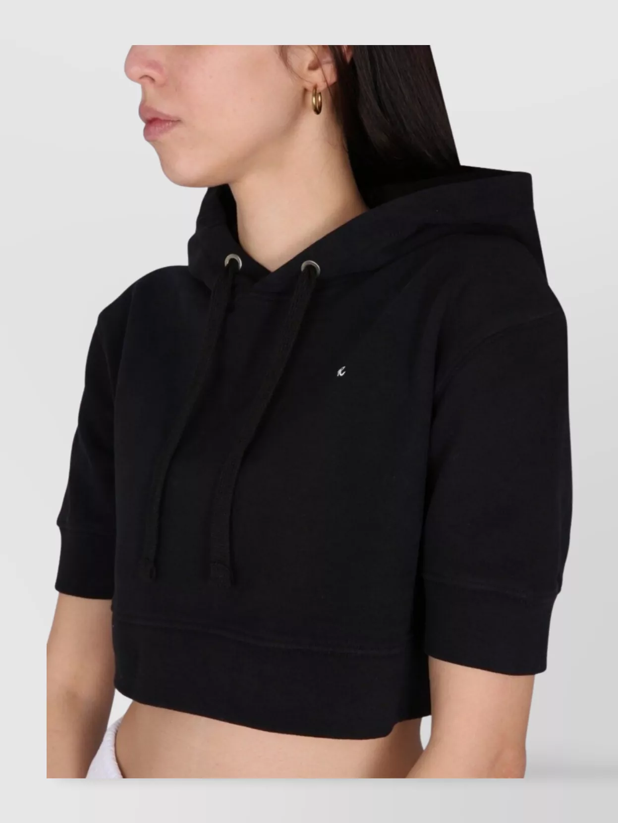 Raf Simons Embroidered Logo Hooded Cropped Sweatshirt