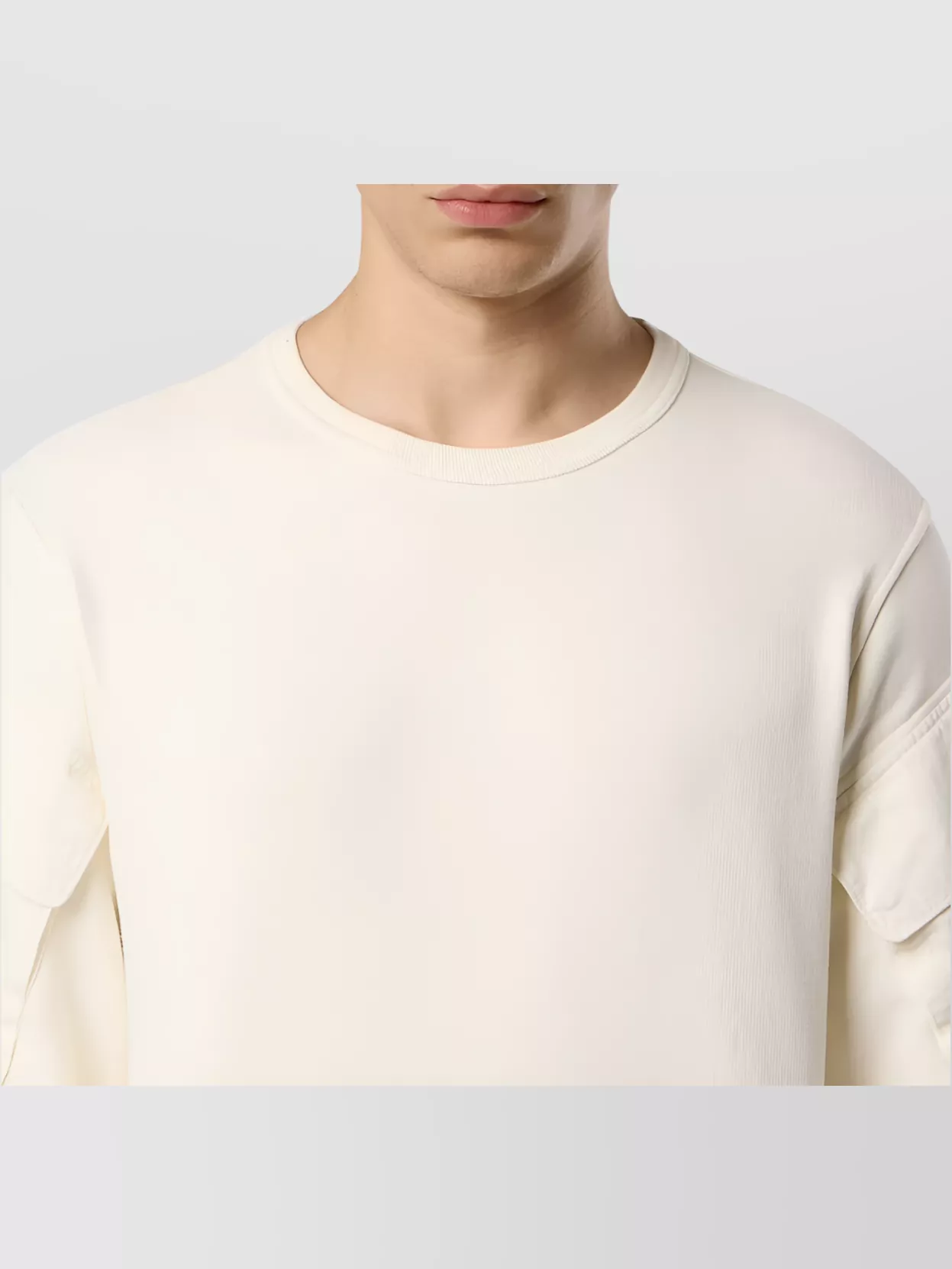 Stone Island White Crewneck Sweater With Logo Patch In Wool Blend Man In Nude