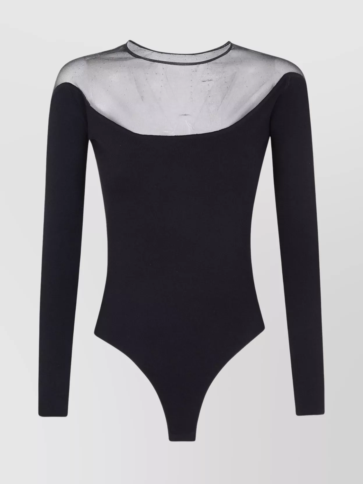 Mugler Sheer Neckline Stretch Fabric Long Sleeves Body