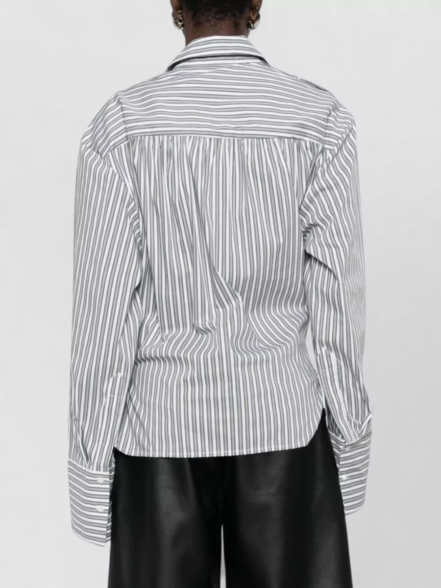 Iro Lace Striped Cotton Shirt Collared Neck