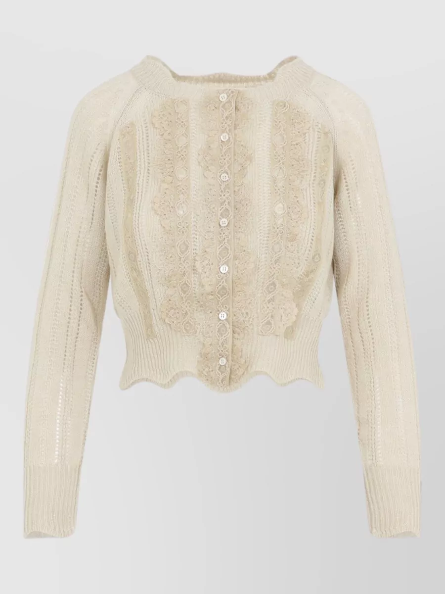 Ermanno Scervino cashmere open-knit fitted cardigan