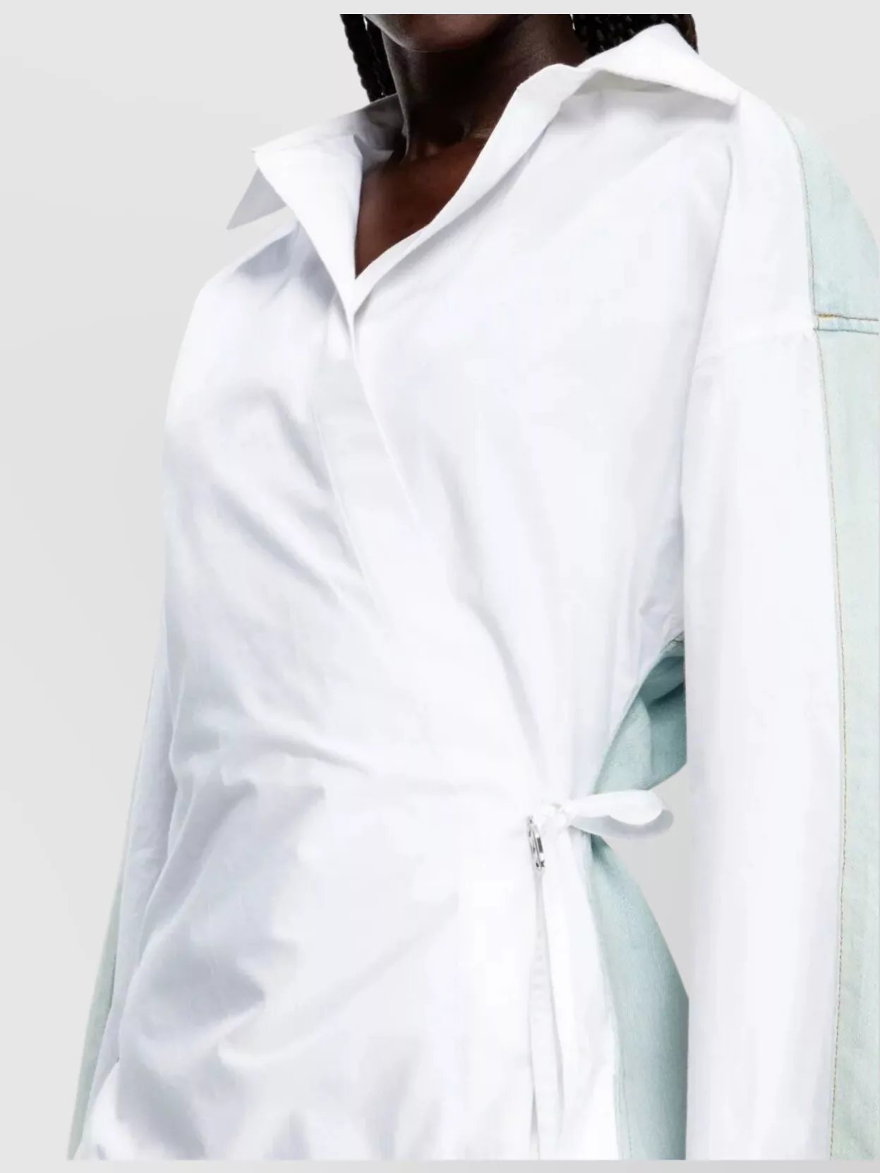 Diesel Wrap Sleeve Tie Cotton Denim Contrast
