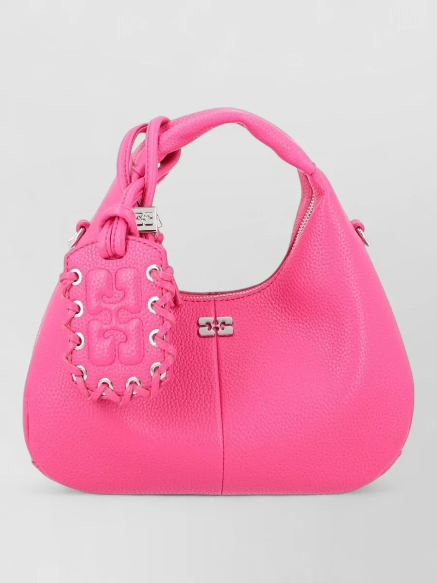 Ganni Shoulder Bag Textured Finish Top Handle