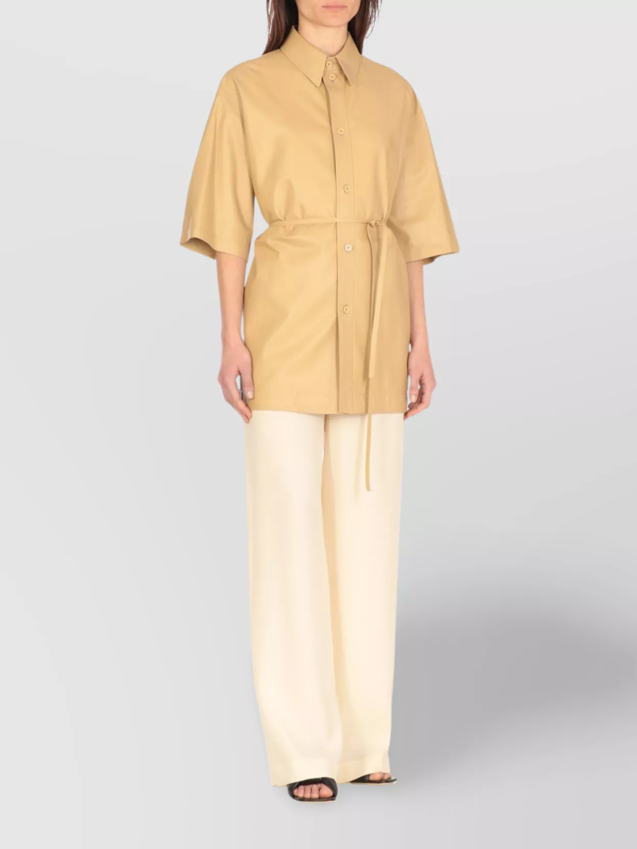 Fabiana Filippi Oversized Gold Leather Shirt Belt