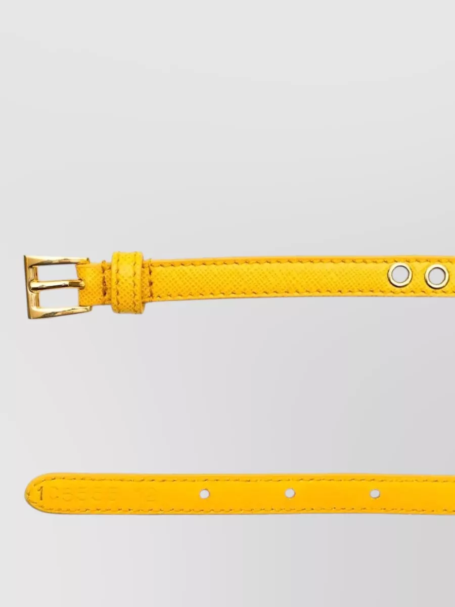 Prada Leather Skinny Eyelet Belt