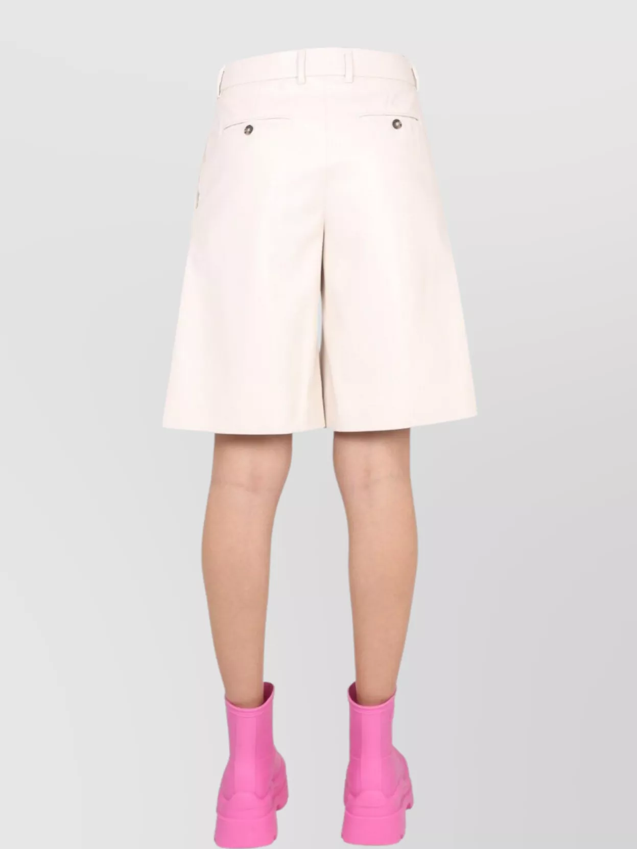 Msgm Faux Leather Bermuda Shorts In Neutral