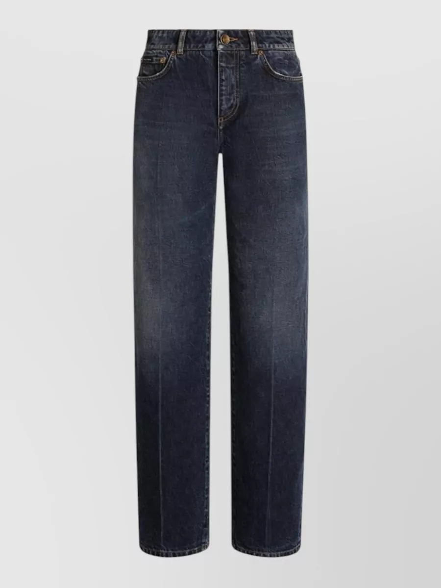 Dolce & Gabbana Denim Straight Leg Five Pocket Pants In Black