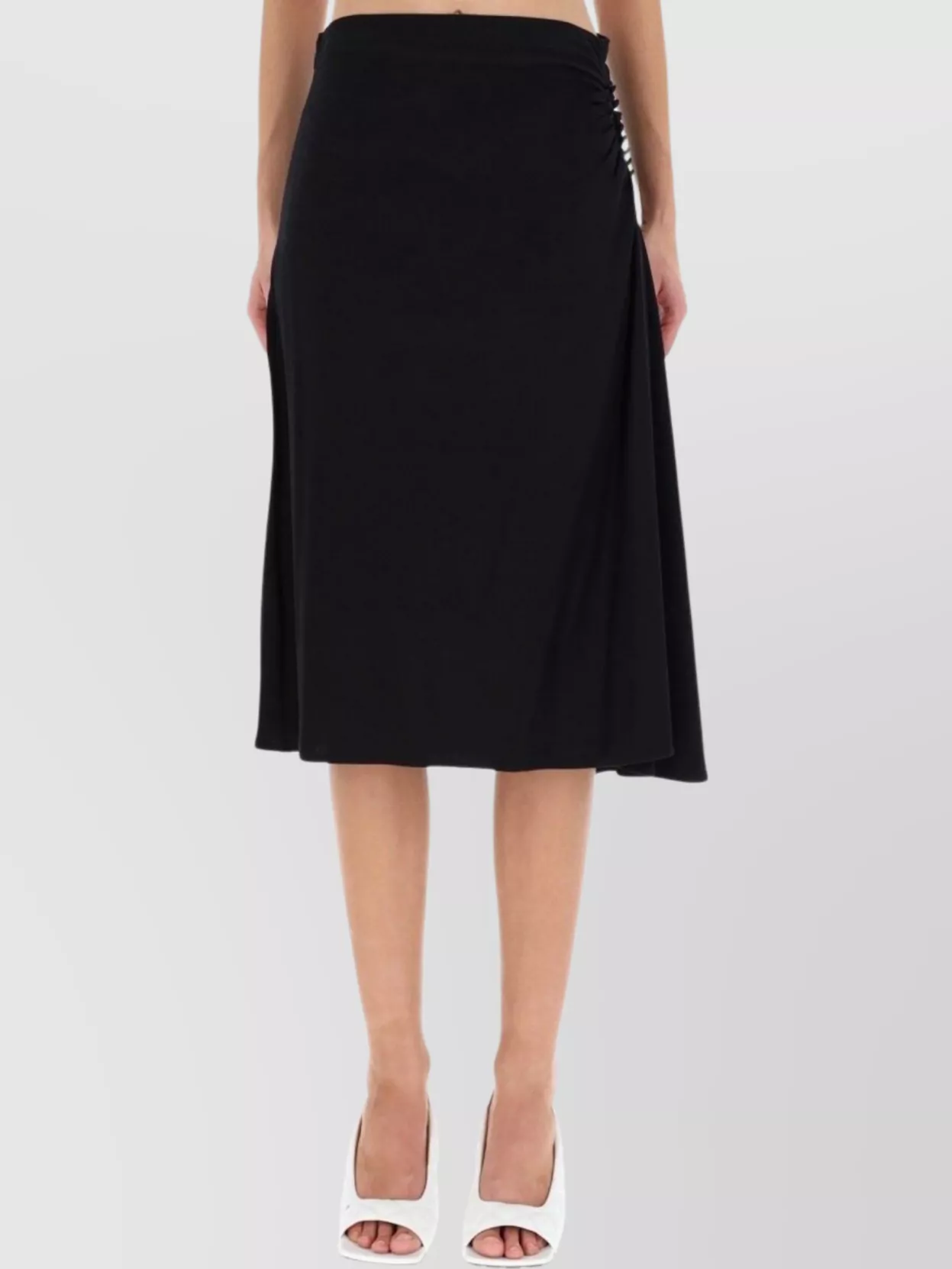 Dries Van Noten Asymmetrical Midi Skirt Side Drape In Black
