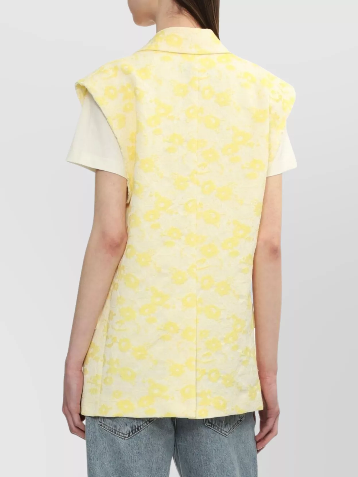Msgm Floral Pattern Sleeveless Blazer Pockets In Gray